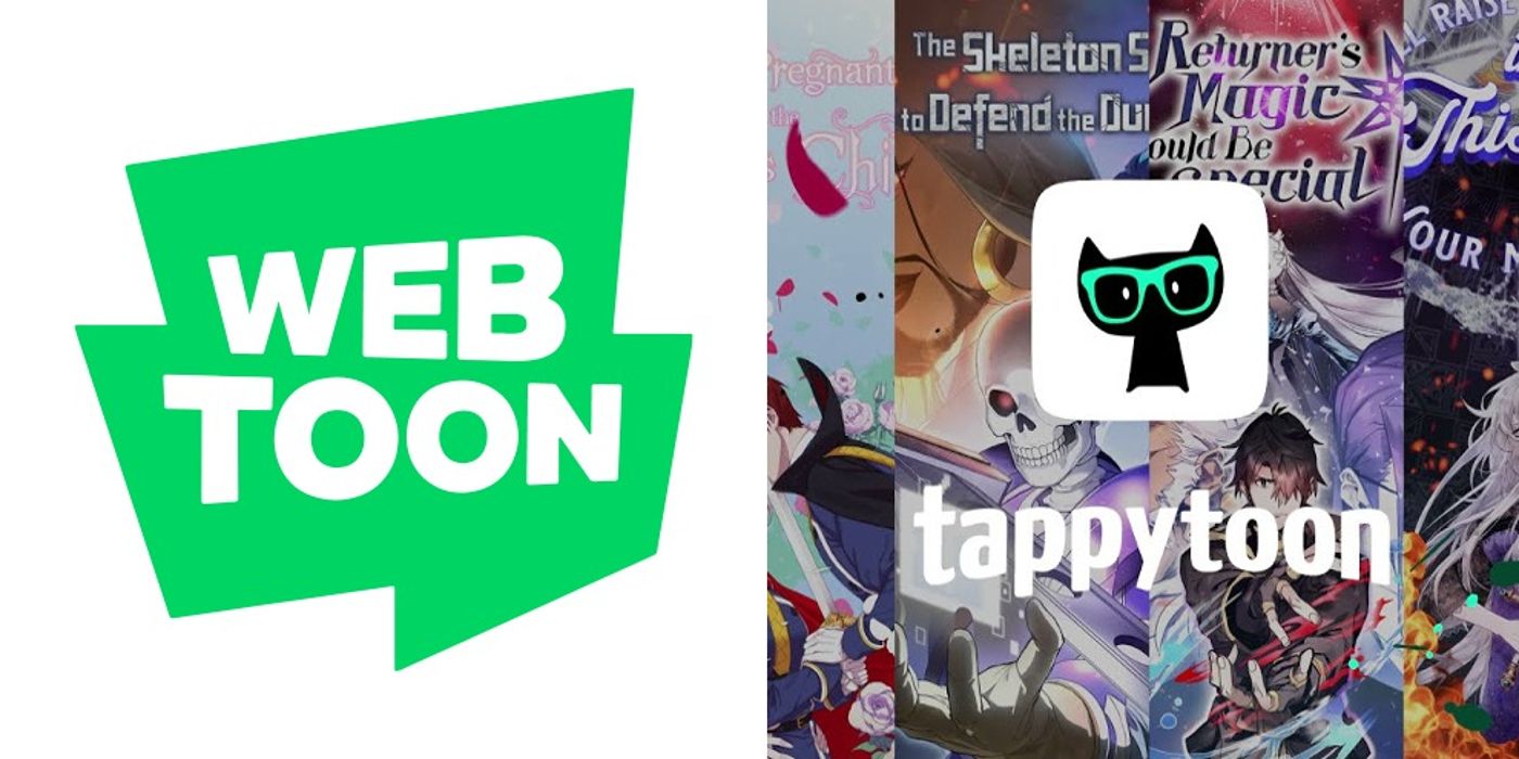Webtoon and Tappytoon logos are seen side by side