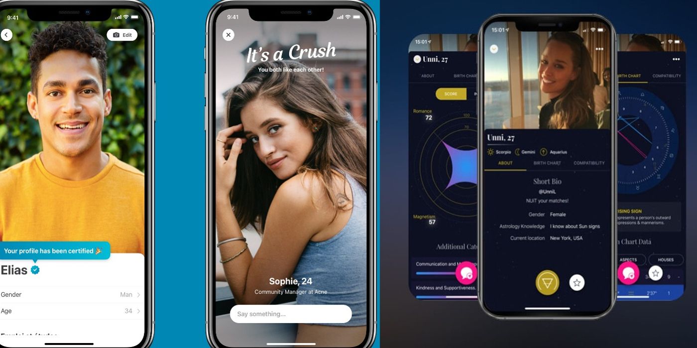 Happn and Nuit dating app ads are seen side by side