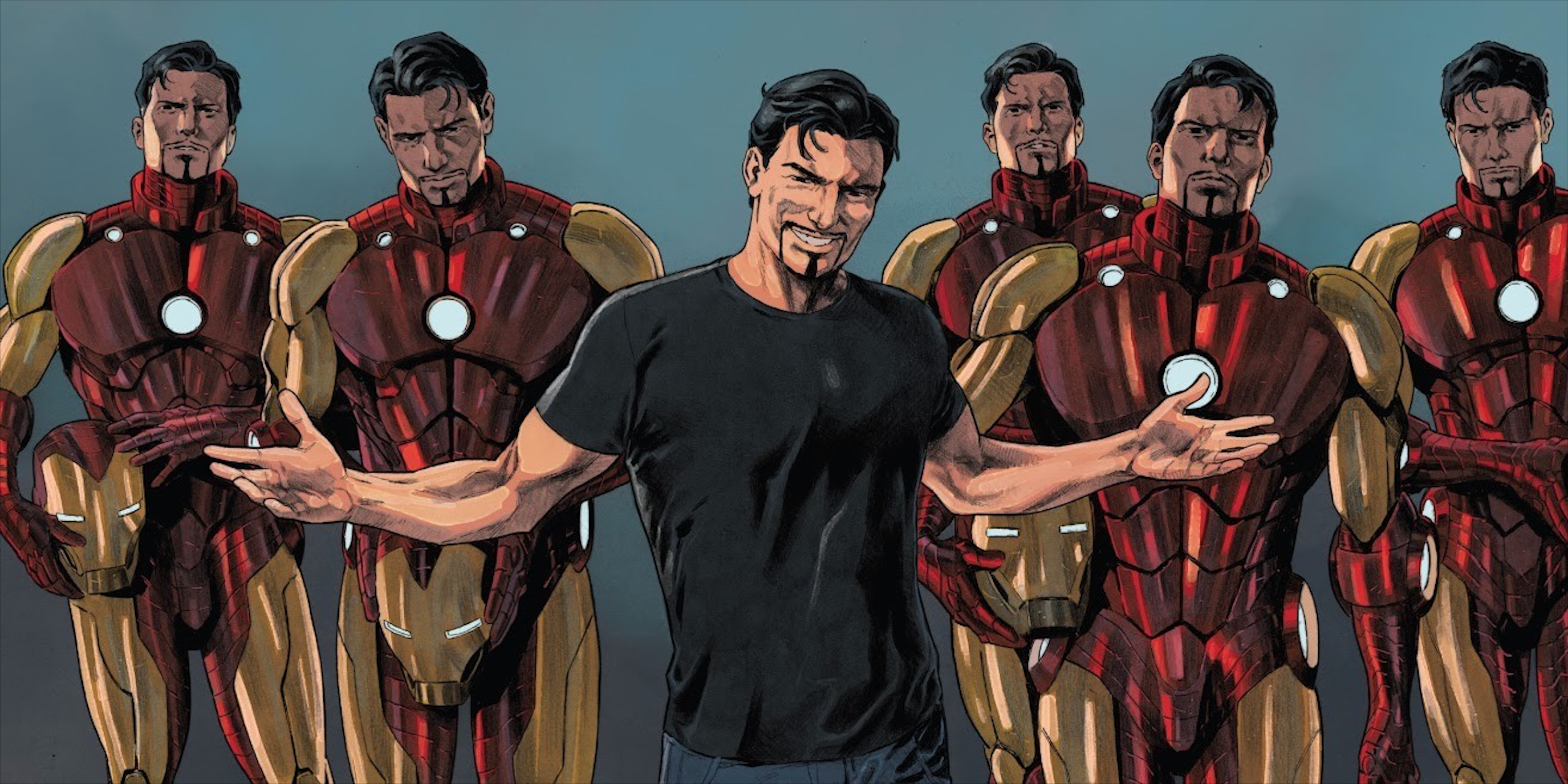 Iron Man and his Skrull clones in Secret Invasion