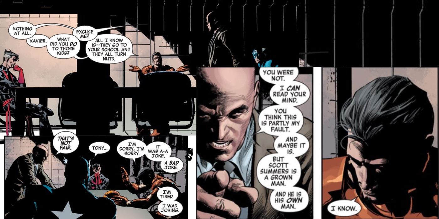 Iron Man thinks Professor X is screwing up his students