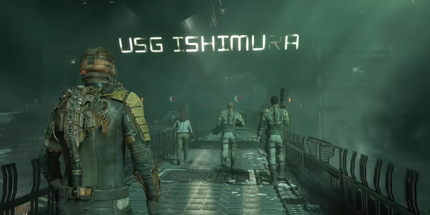 Isaac caminhando em direção ao USG Ishimura no trailer do remake de Dead Space