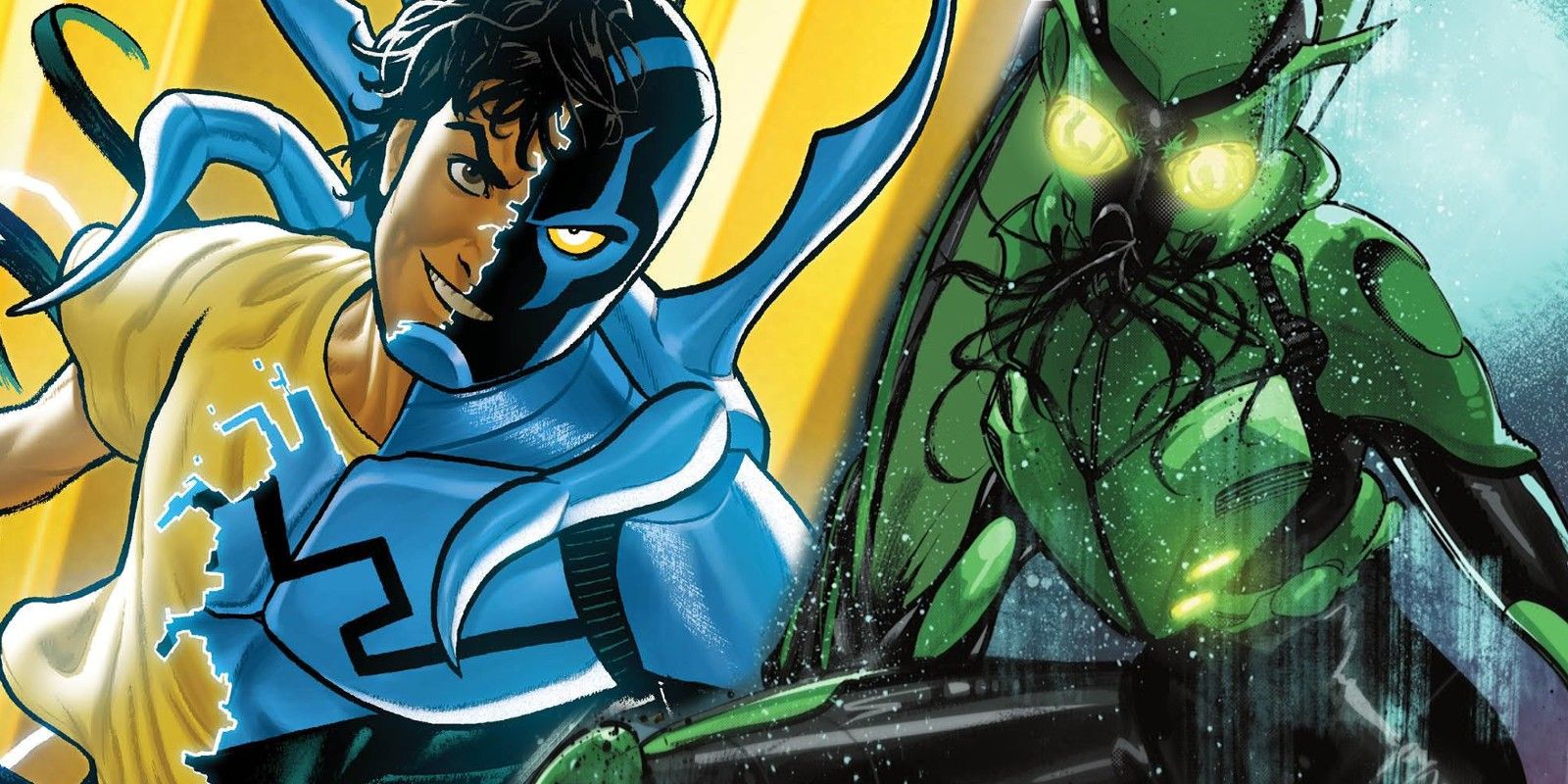 Jaime Reyes Transforming into Blue Beetle and New Character Green Beetle