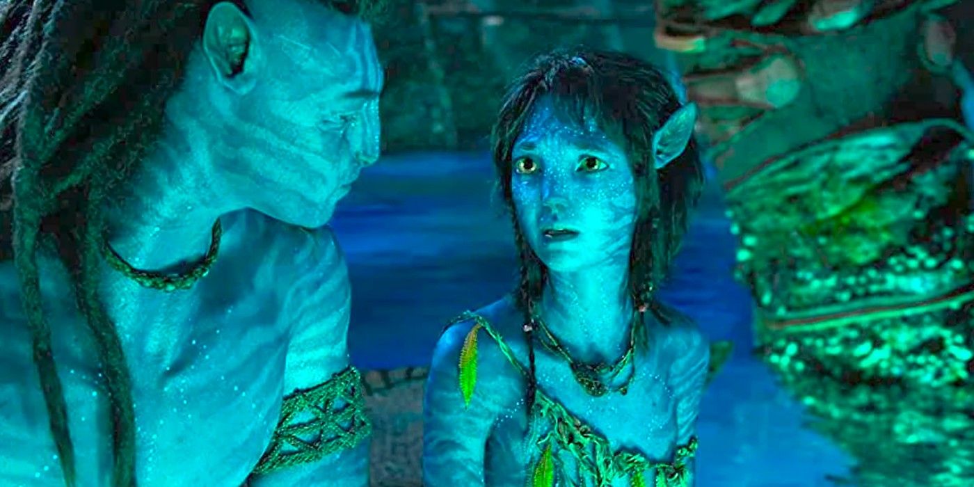 Jake Sully and Kiri in Avatar: Way of Water 