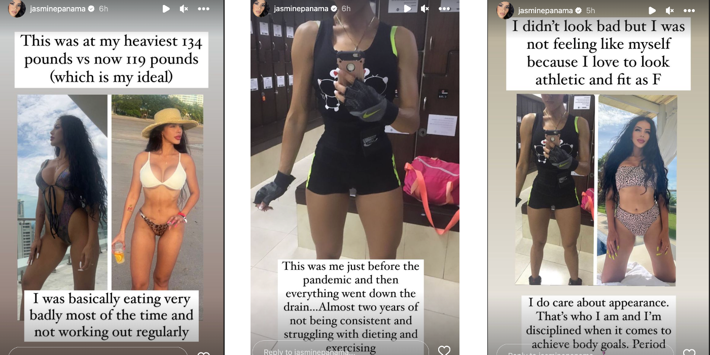 90 Day Fiancé star Jasmine Pineda's weight loss story on Instagram