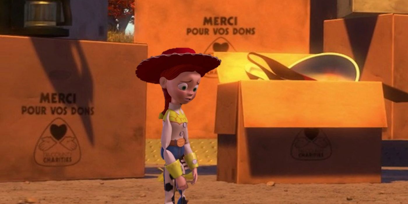 Jessie left with boxes in Toy Story 2