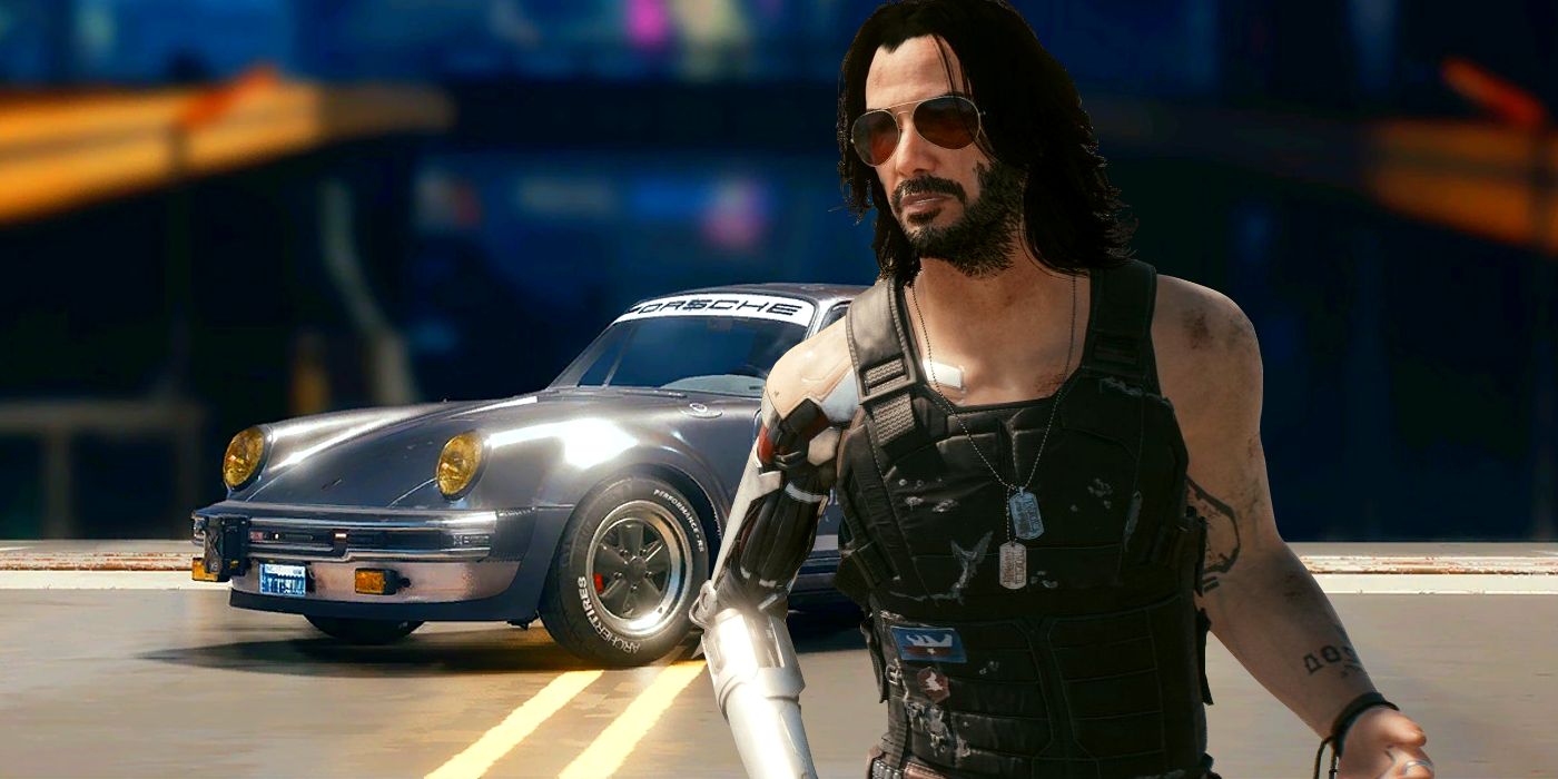 Johnny Silverhand and his Porsche 911 in Cyberpunk 2077