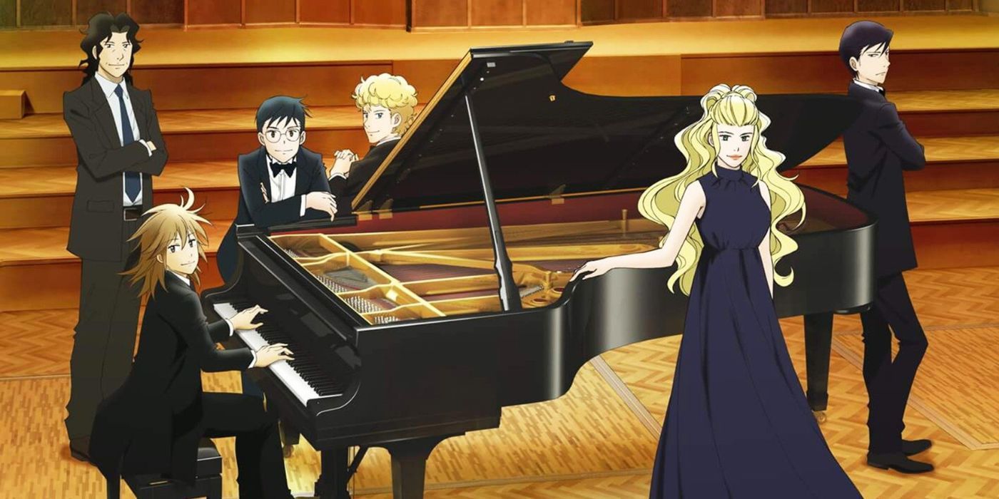 Kai playing the piano in the 2018 anime Piano no Mori