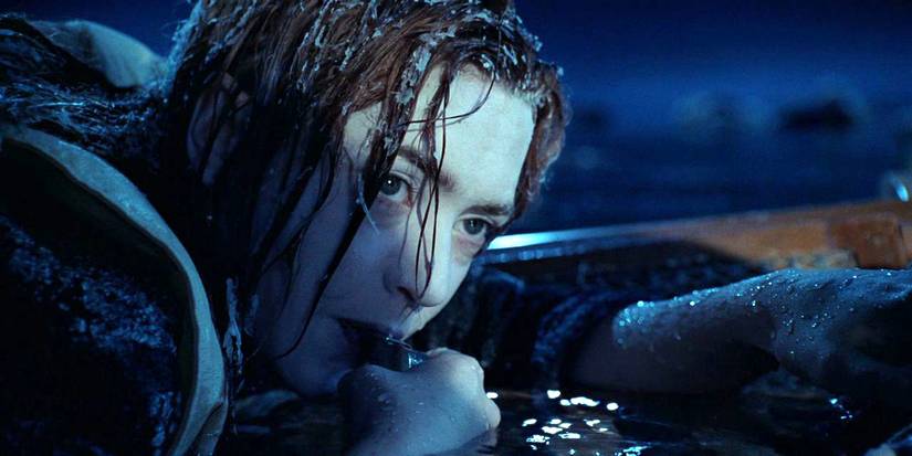 Kate Winslet blowing a whistle in Titanic.