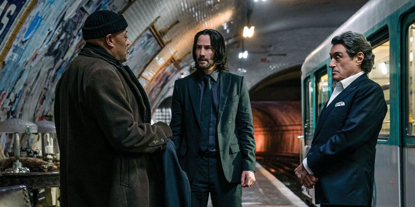 Keanu Reeves, Laurence Fishburne and Ian McShane in John Wick: Chapter 4.