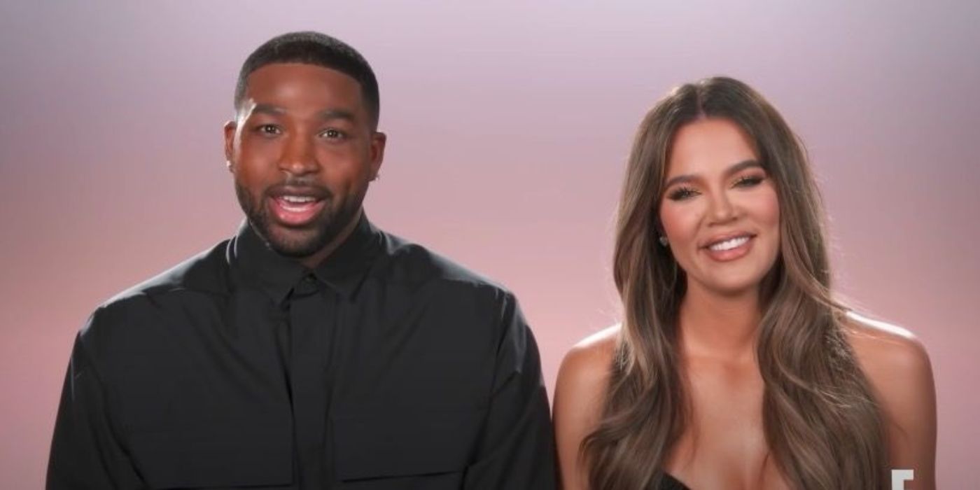 Khloe e Tristan sorrindo durante um confessionário no KUWTK