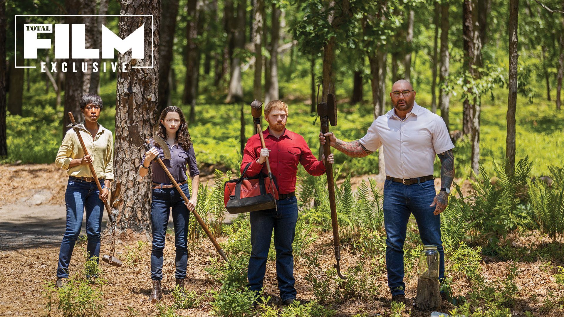 Dave Bautista Prepares To Attack In Shyamalan’s Knock At The Cabin Image