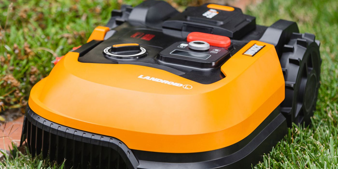 A Worx Landroid robot lawn mower is seen