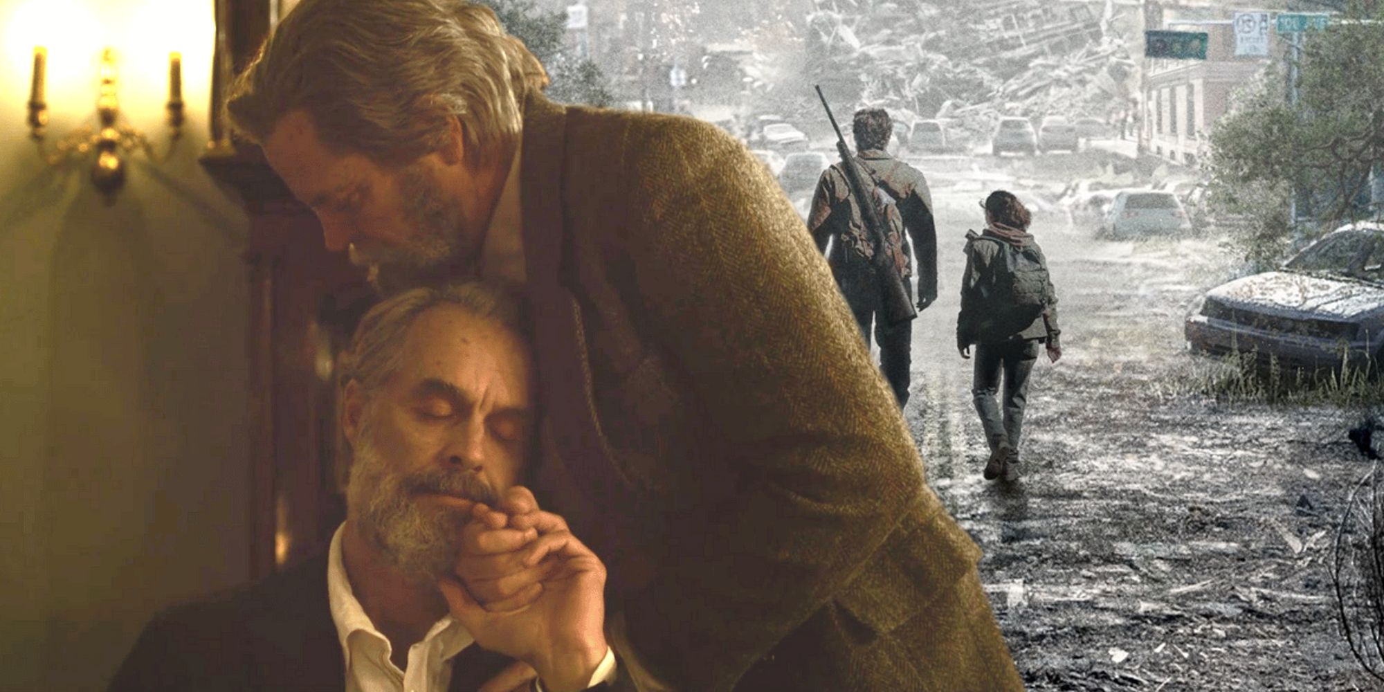 L'affiche de The Last of Us superposée par Bill et Frank embrassant l'épisode 3 de Last of Us