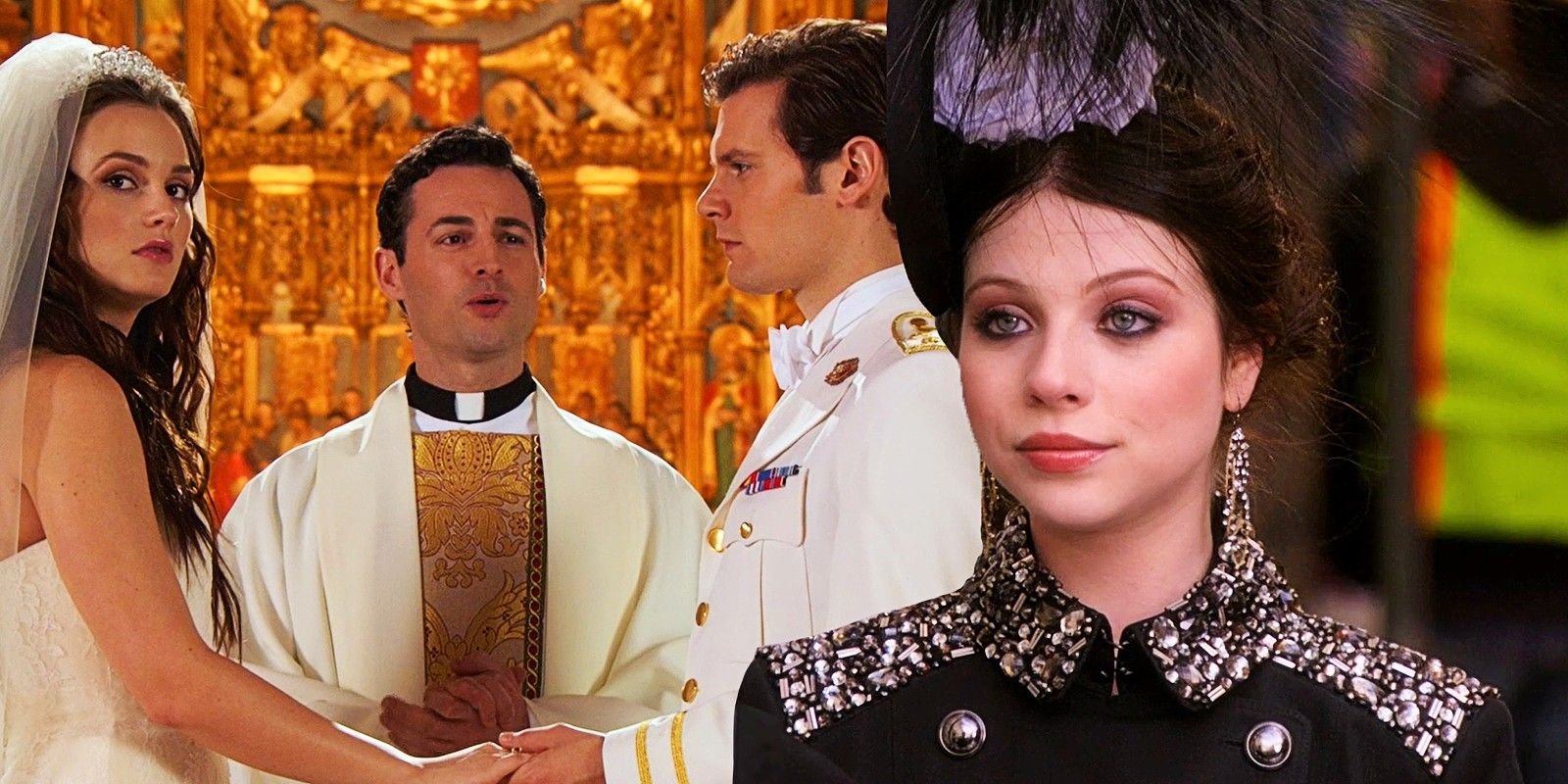 Leighton Meester as Blair Waldorf, Max von Essen as Father, Hugo Becker as Louis and Michelle Trachtenberg as Georgina in Gossip Girl Season 5 Episode 13.