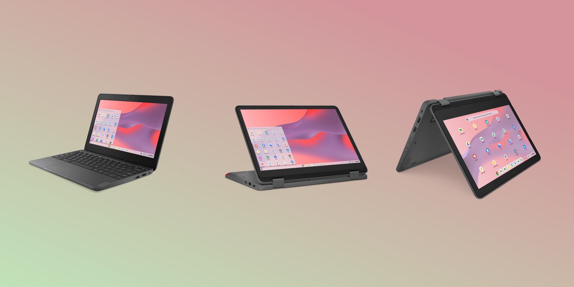 A photo showing some of Lenovo's 2023 Education Chromebooks