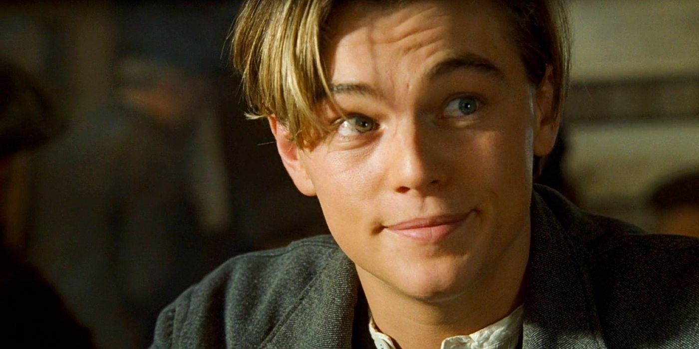 Leonardo DiCaprio smirking in Titanic.