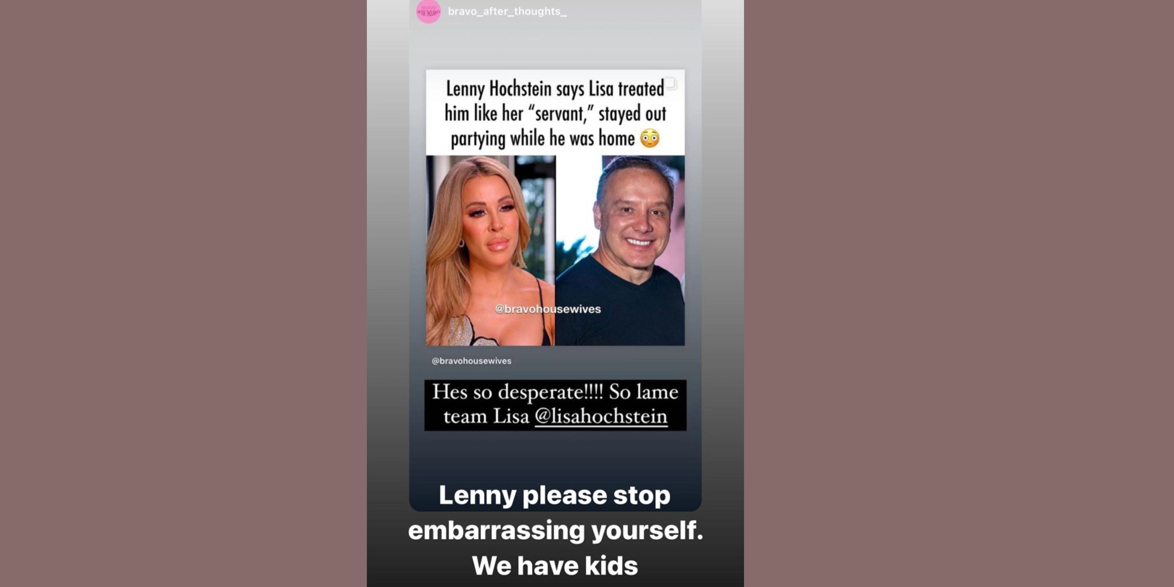 RHOM star Lisa Hochstein's Instagram Story