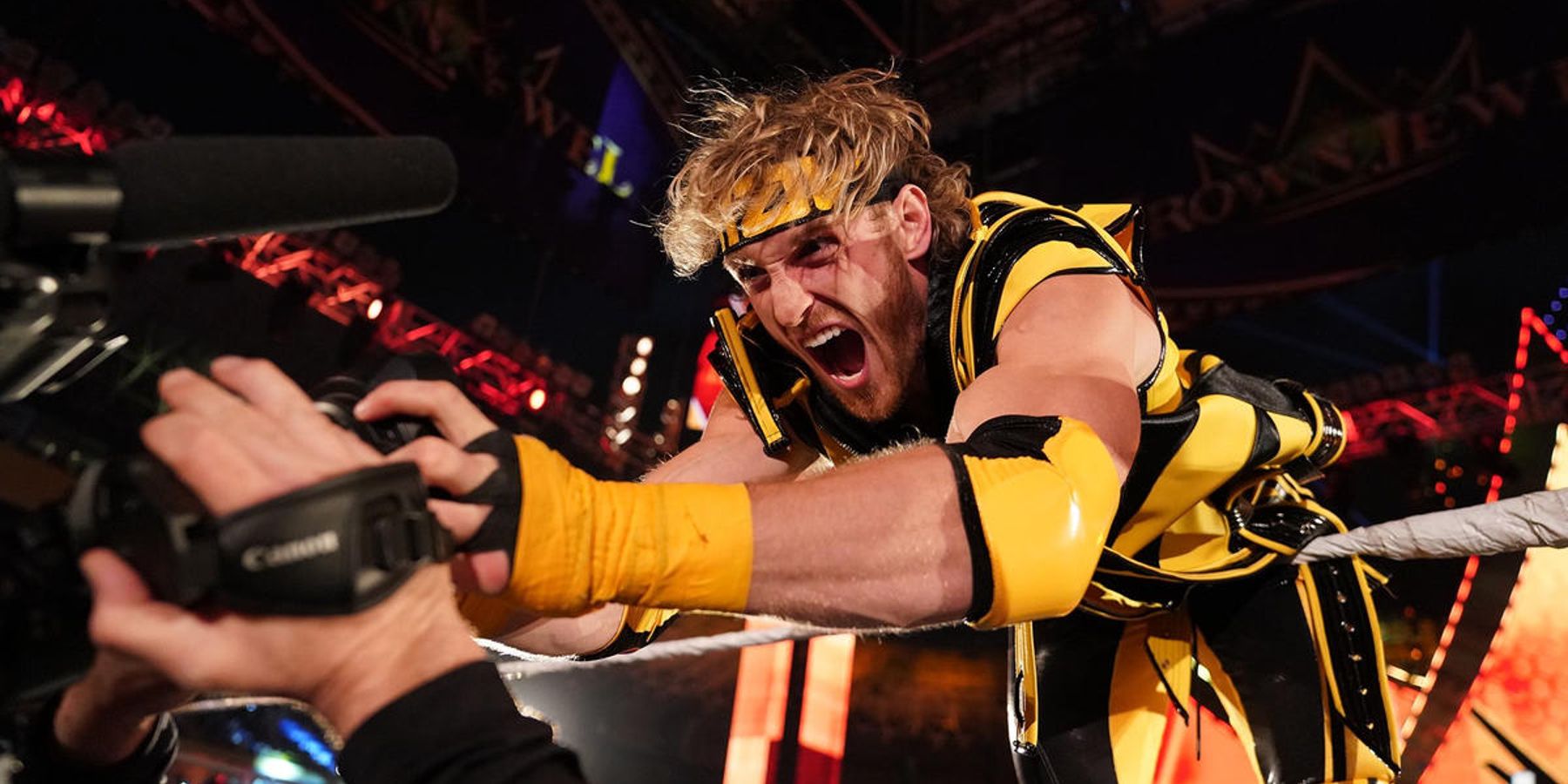 Logan Paul makes his electric entrance during Crown Jewel before taking on Roman Reigns for the unified WWE Championship.