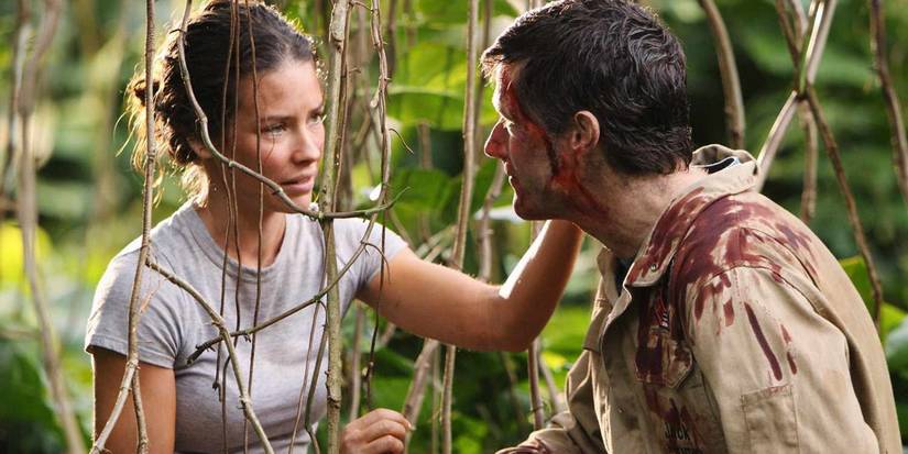 Kate touching an injured Jack's face on Lost
