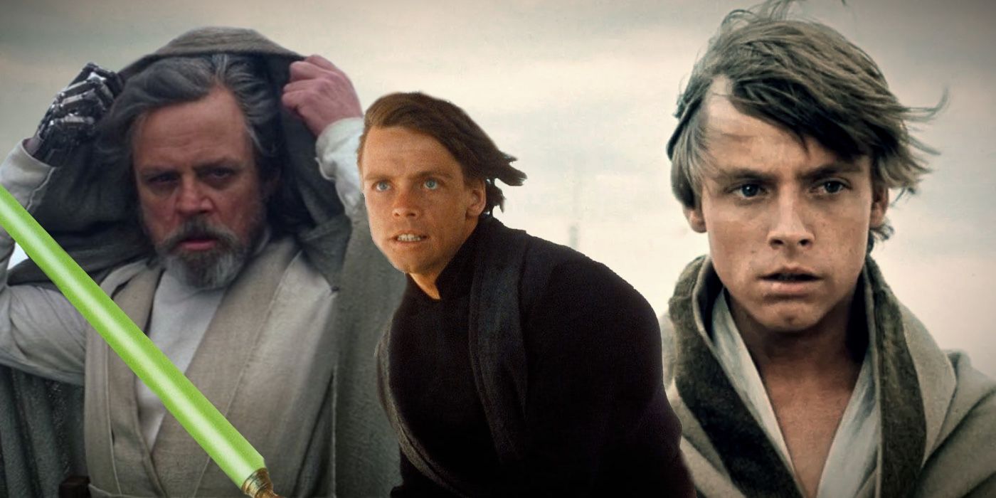 A composite image of Luke Skywalker from different moments in Star Wars 