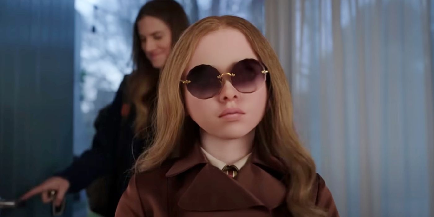 M3GAN doll with shades enters Jemma's home in the film