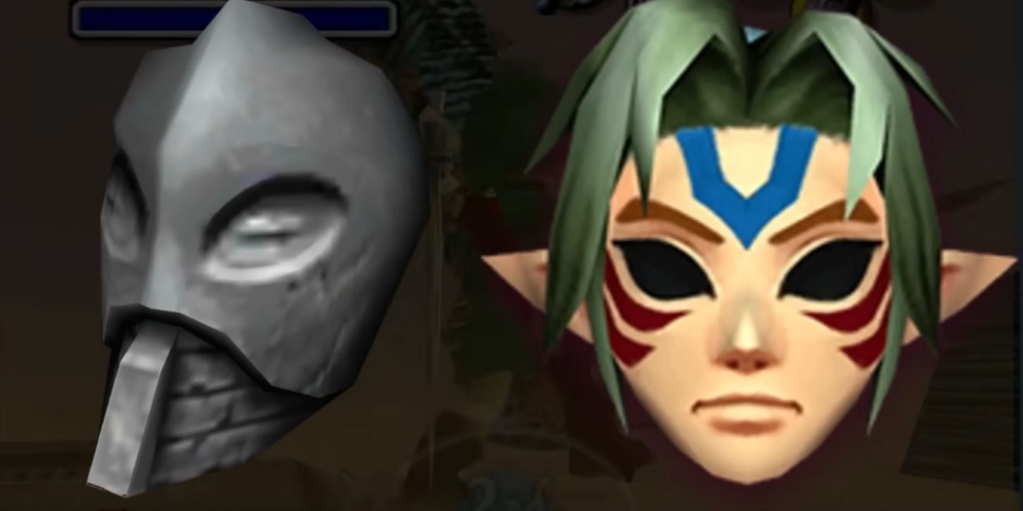 Side by side images of the Fierce Deity Mask and Giant's Mask from Zelda: Majora's Mask