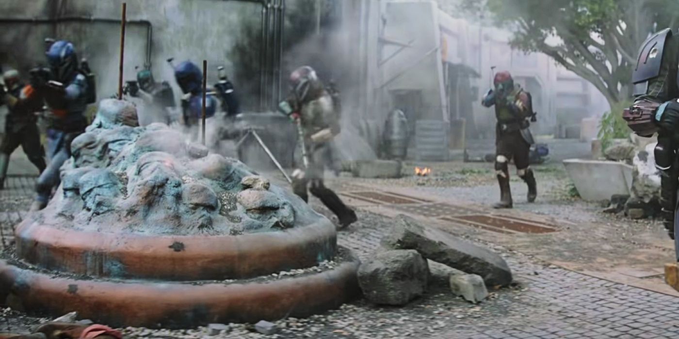 Mandalorian Season 3 Trailer IG-11 Statue Destroyed