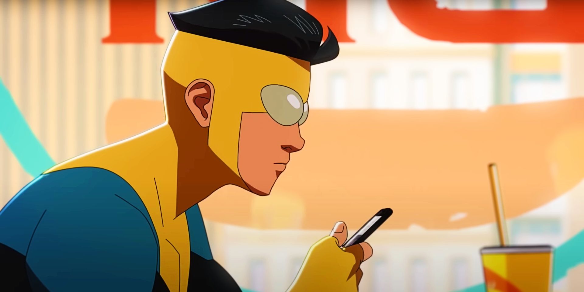 Mark looking at phone in Invincible season 2 teaser