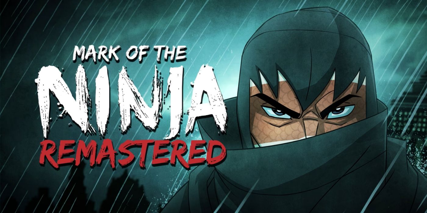Mark of the Ninja: Remastered art featuring the titular protagonist in the rain.