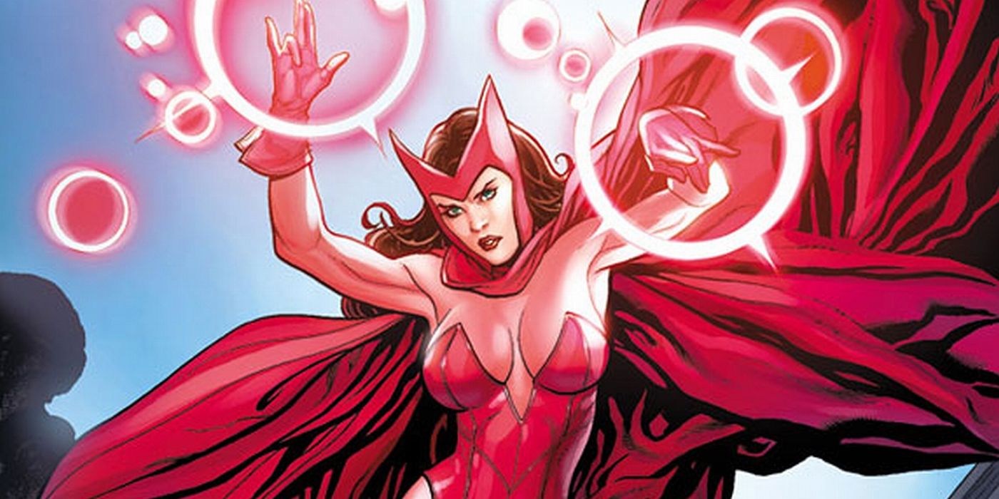 Feiticeira Escarlate em seu traje clássico usa sua magia na Marvel Comics