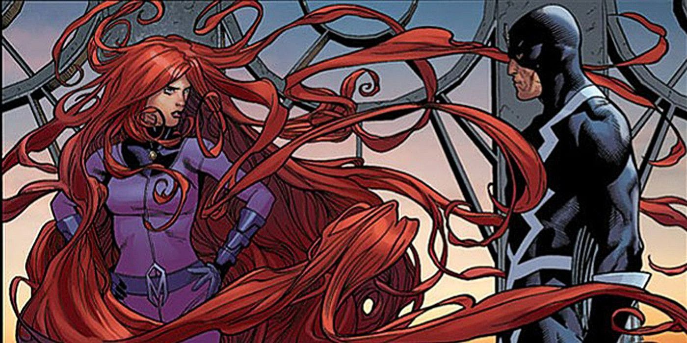 Medusa from the Marvel superhero team the Inhumans with prehensile hair, meaning it can reach out and grab things.