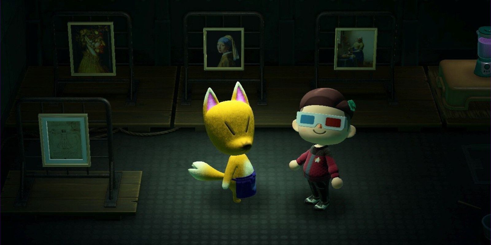 Redd fornece ao personagem do jogador opções de compra em Animal Crossing New Horizons