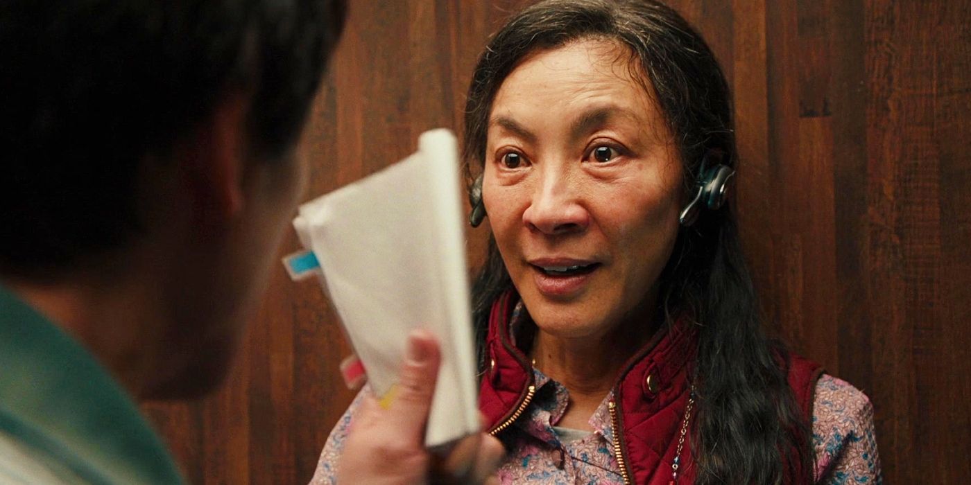 Michelle Yeoh looking surprised in Everything Everywhere All At Once.