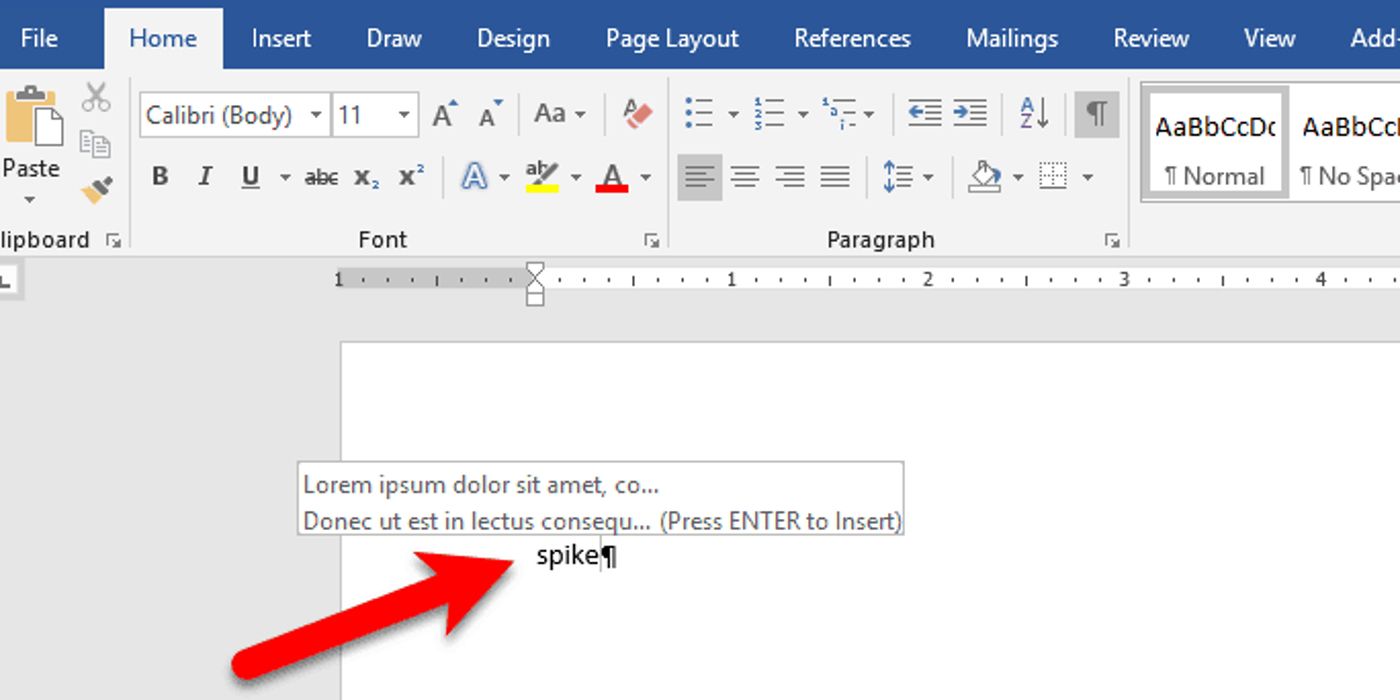 Microsoft Office's Spike tool is shown