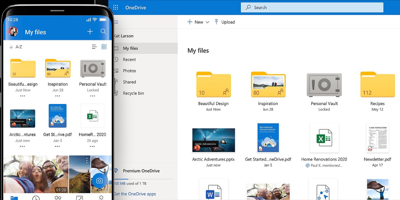 Microsoft's OneDrive app is displayed 