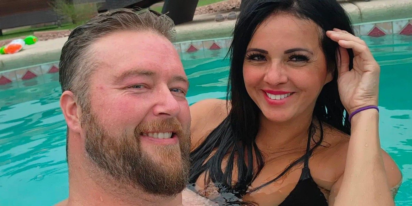 Mike and Marcia 90 Day Fiancé smiling and embracing in a pool