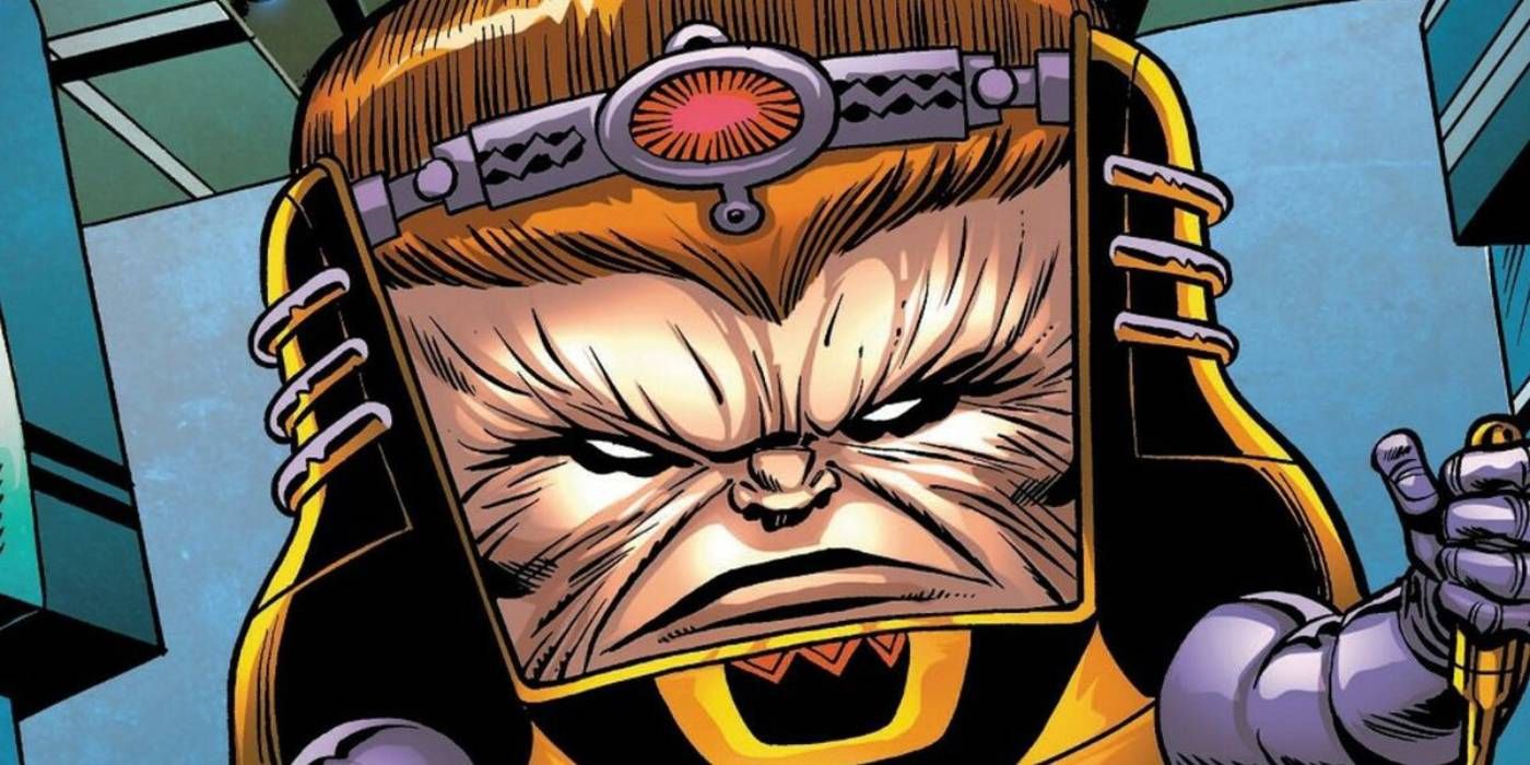 Imagem em quadrinhos MODOK da Marvel do volume dos Vingadores usando design clássico e mecanismo de cadeira flutuante operacional