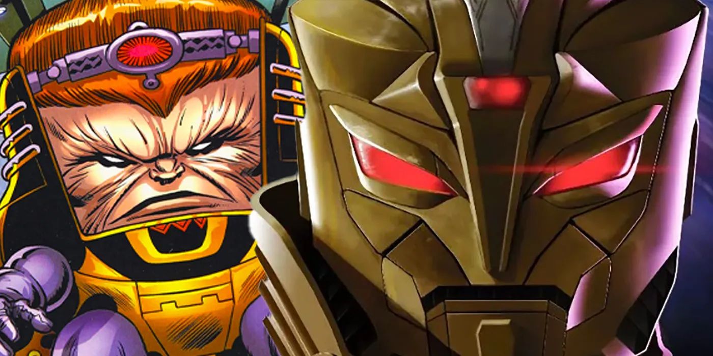 MODOK em arte conceitual do MCU e uma história em quadrinhos da Marvel.