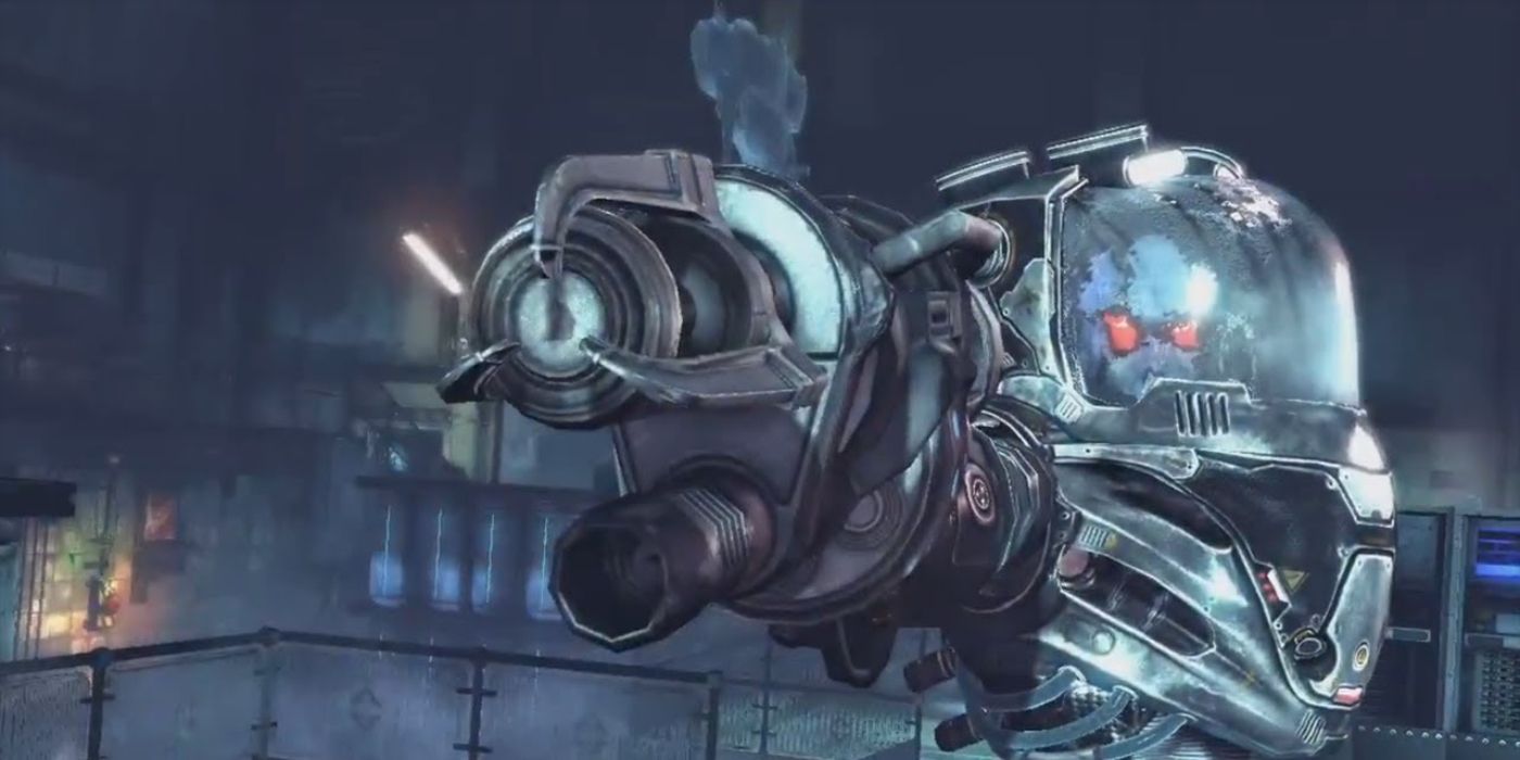 Imagem do Sr. Freeze segurando uma arma em Batman: Arkham City