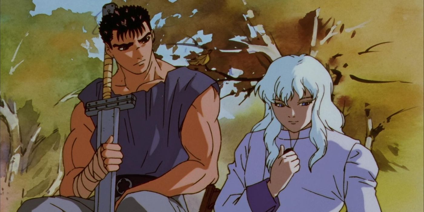Guts e Griffith em Berserk (1997) série de anime.