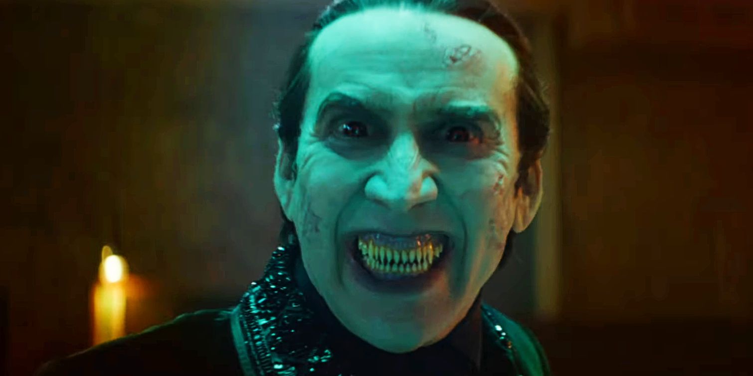 Nicolas Cage Grinning as Dracula in Renfield