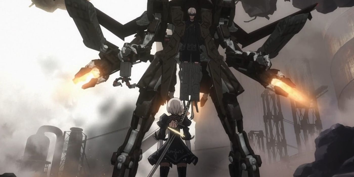 NieR Automata 2B and 9S with flying unit