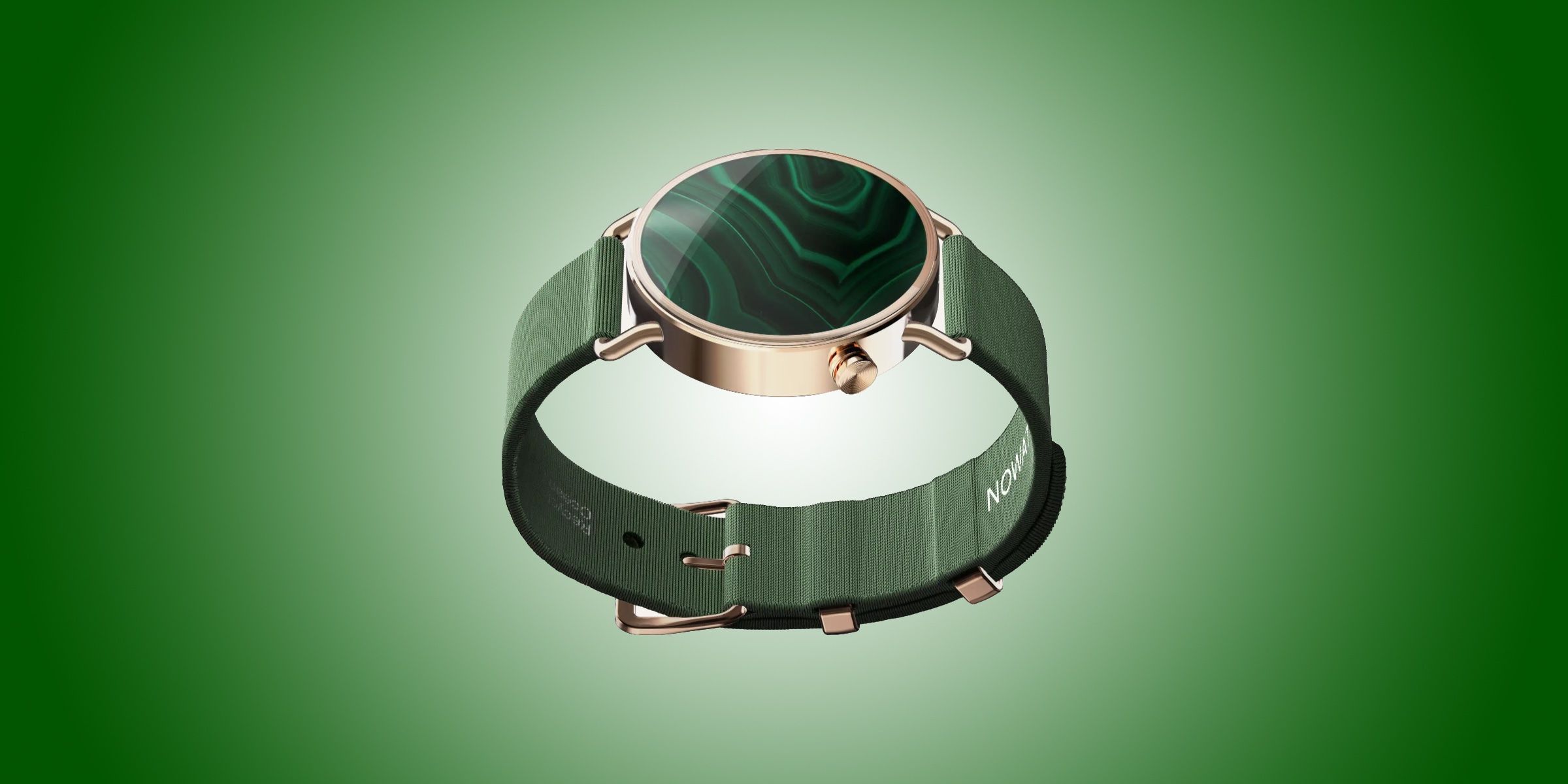 A Nowatch with a green disk and matching green strap.