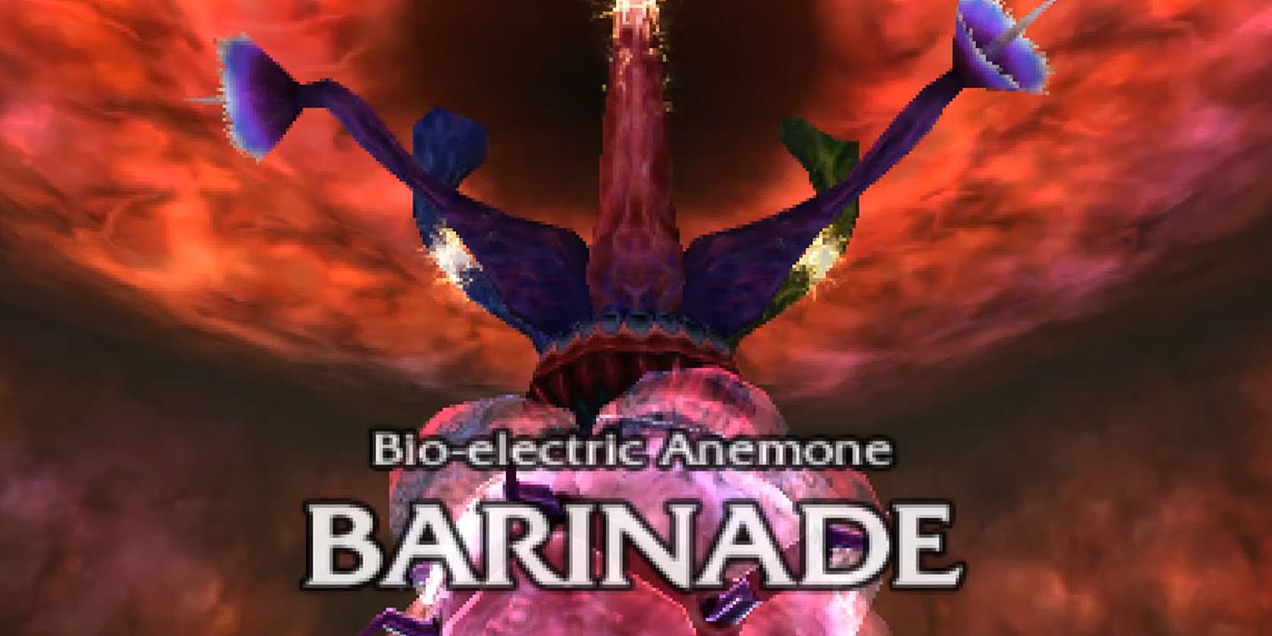 Uma imagem de Barinade em Ocarina of Time, com texto, 