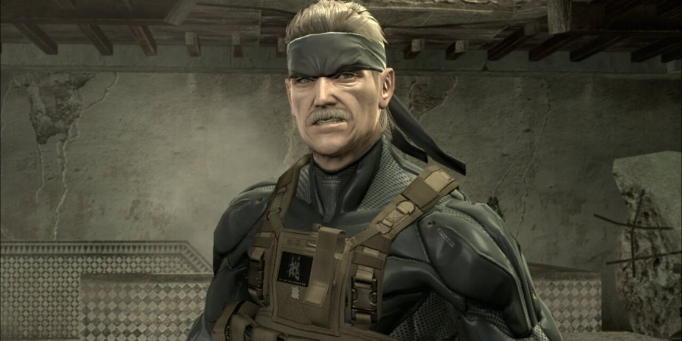 Old Snake grits his teeth in Metal Gear Solid 4