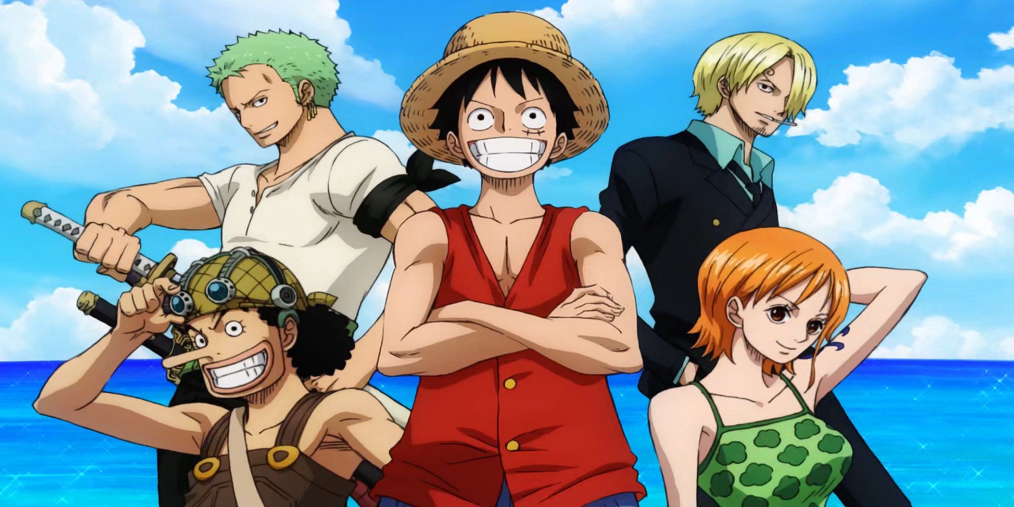 Cada personagem posando e sorrindo em One Piece