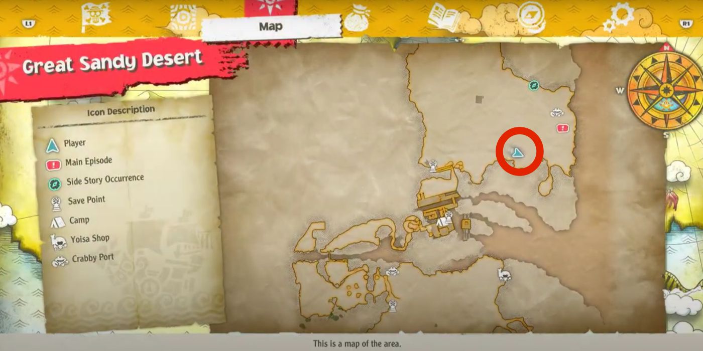 One Piece Odyssey Great Sandy Desert Map Camel