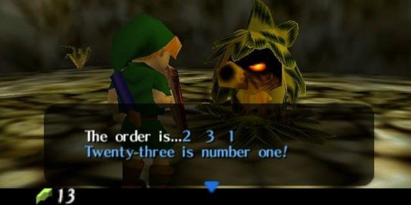 Tradução em inglês do quebra-cabeça Deku Scrub de The legend of Zelda: Ocarina of Time