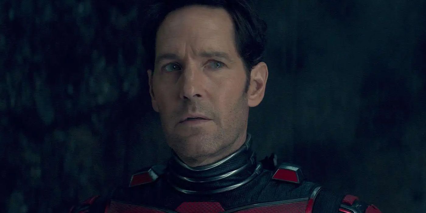 paul rudd as ant-man in quantumania looking cautions