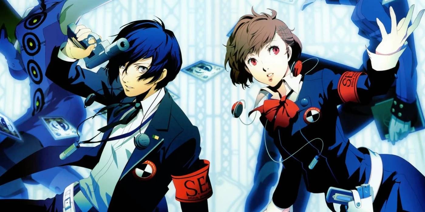 Imagen remasterizada portátil de Persona 3 de ambos protagonistas disponible al comienzo del juego para diversas rutas de enlace social